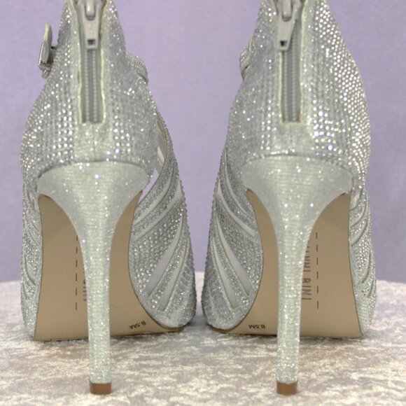 Gianni Bini Sharissah Silver Rhinestone High Heel Sandals Women’s 8.5M – NWB - Picture 5 of 11